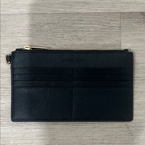 Michael Kors Black Saffiano Leather Zip Card Case